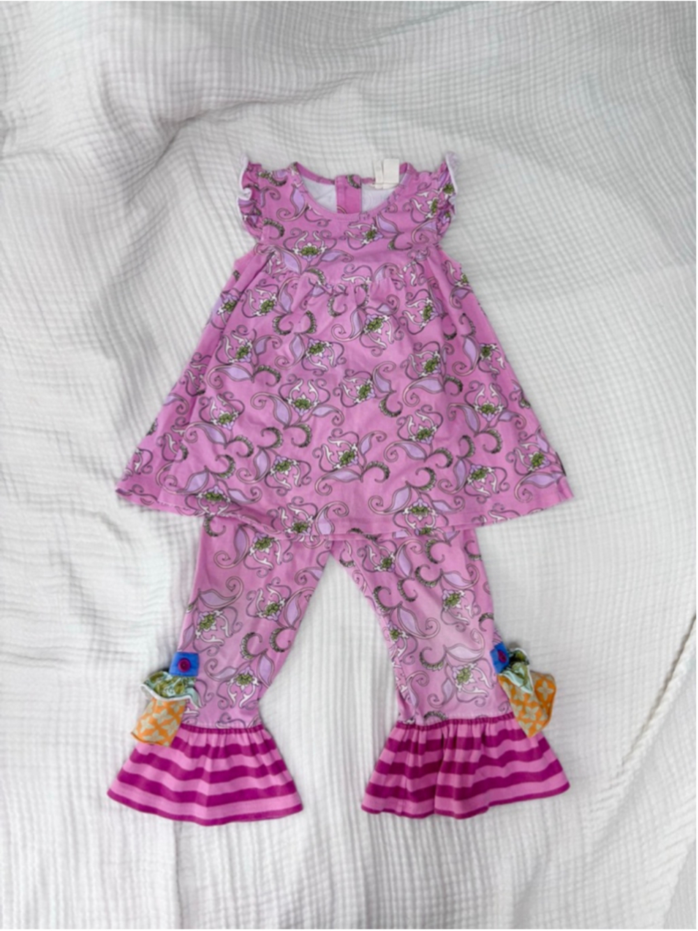 Girls Matilda Jane Matching Set Size 4 Purple Green Floral Cotton